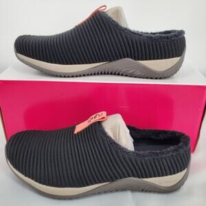Ryka Womens 6M Echo Mule 2 Lifestyle Faux Fur Trim Slip-On Sneakers Black New